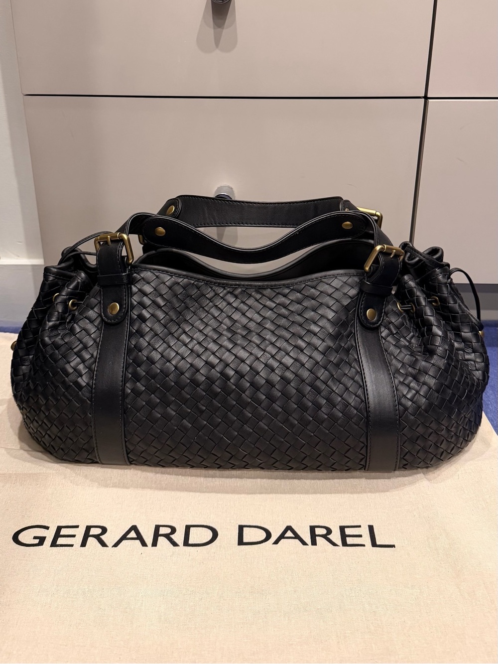 NWT. GERARD DAREL 24H Woven Leather Handbag